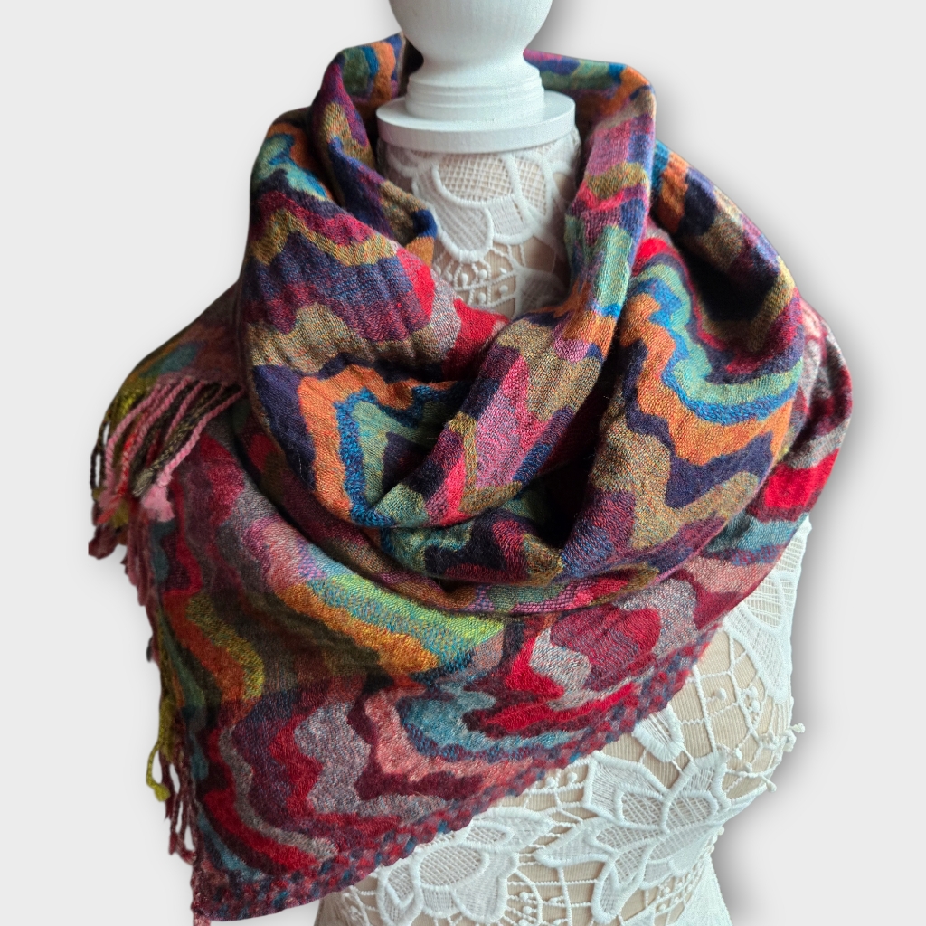 Lucky Brand Multicolor Zigzag Throw Scarf 25 In 67 In